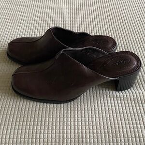 Clarks  Leather Mules in Brown